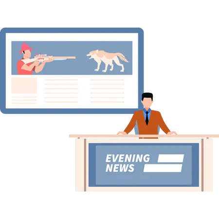Anchor is telling about the wild news  Illustration