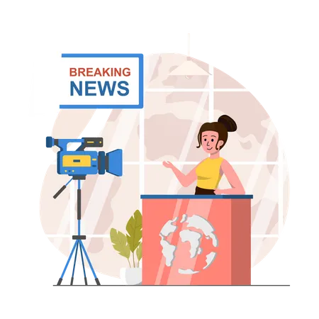 Anchor presenting Breaking news Illustration
