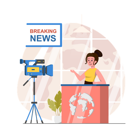 Anchor presenting Breaking news  Illustration