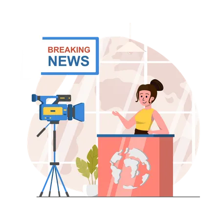 Anchor presenting Breaking news  Illustration