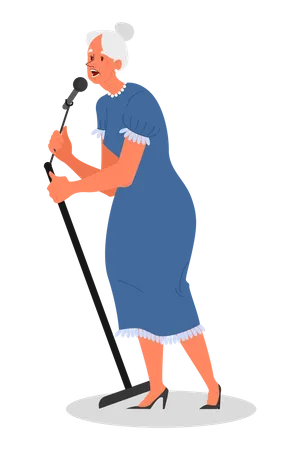 Anciana cantando una canción  Ilustración