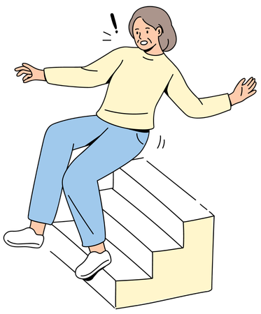 Anciana cayendo por las escaleras  Ilustración