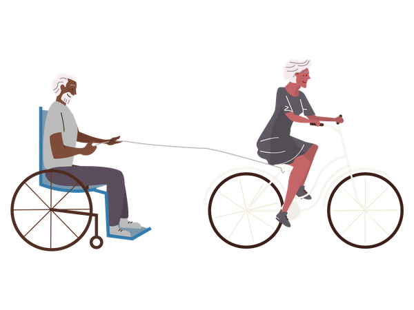 Anciana disfrutando de paseo en bicicleta  Illustration