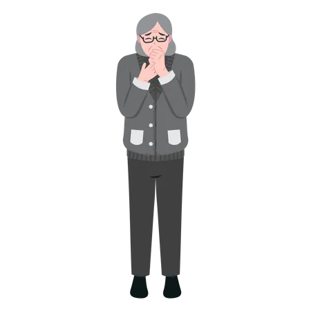 Anciana estornudando con secreción nasal  Ilustración