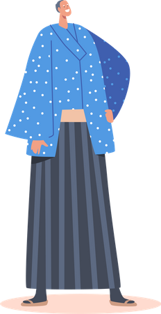 Anciano asiático usa kimono  Ilustración