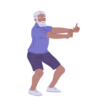 Anciano en pose de tai chi  Ilustración