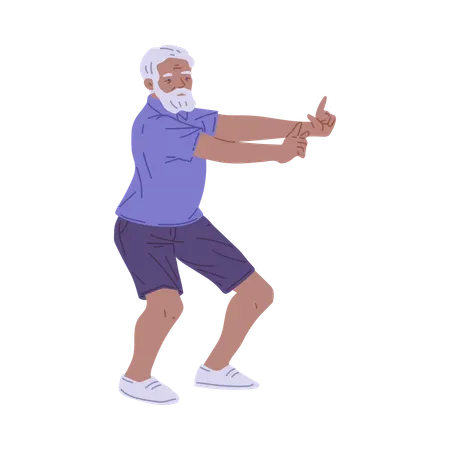 Anciano en pose de tai chi  Ilustración