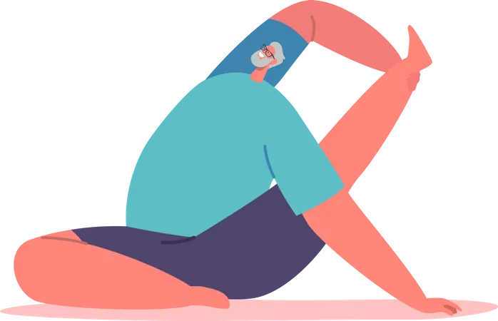 Anciano haciendo yoga  Ilustración