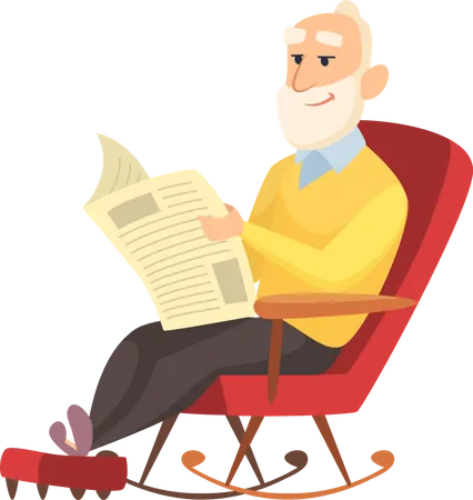 Anciano leyendo el periódico  Ilustración