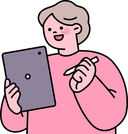 Anciano usando tableta  Illustration