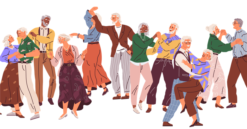 Ancianos bailando  Ilustración