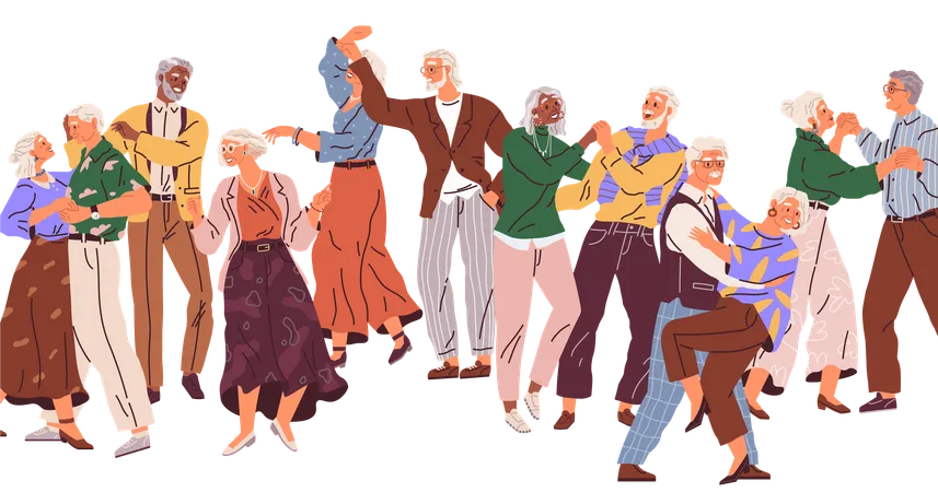 Ancianos bailando  Ilustración