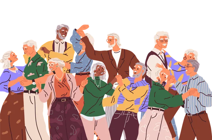 Ancianos bailando en fiesta  Ilustración