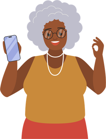 Personas mayores con teléfonos primer plano5  Ilustración