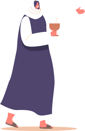Ancienne femme israélite tenant une tasse de vin dans les mains  Illustration