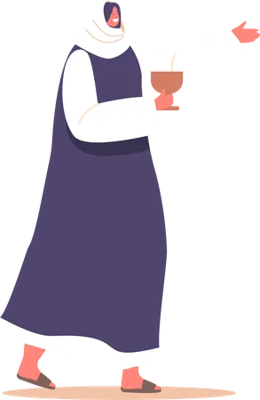 Ancienne femme israélite tenant une tasse de vin dans les mains  Illustration