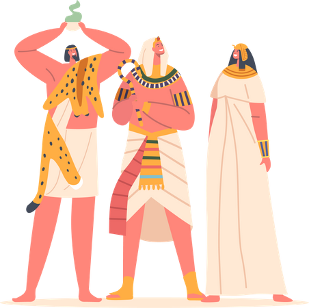 Chaman, pharaon et femme des anciens Égyptiens  Illustration