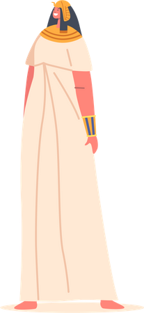 Ancient Egyptian Woman Wear Long Linen Dress Illustration