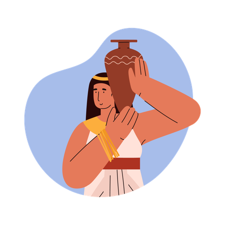 Ancient egyptian woman with a jug for water  Illustration