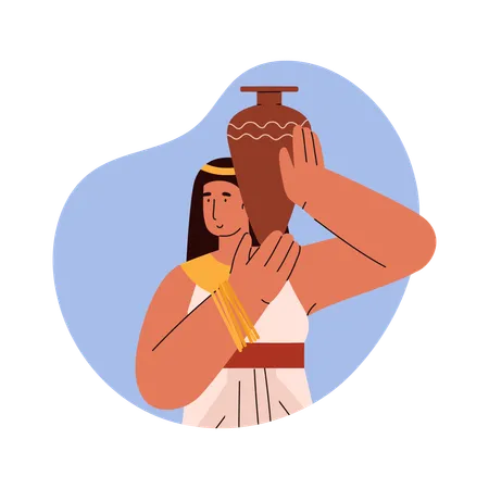 Ancient egyptian woman with a jug for water  Illustration