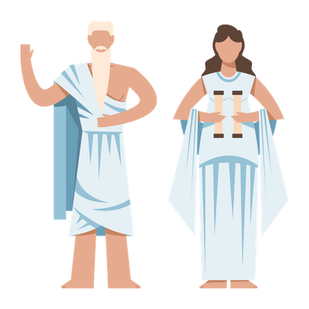Ancient greek priest with torch  Illustration
