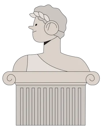 Antique Marble Statue Of Man God Or Emperor On Column On White Background Mythical Ancient Greek Or Ancient Roman Style Hand Drawn Vector Illustration Classic Statue In Modern Style イラスト