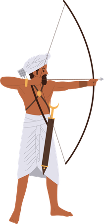 Ancient Indian warrior archer character wearing traditional native clothes with weapon  Illustration