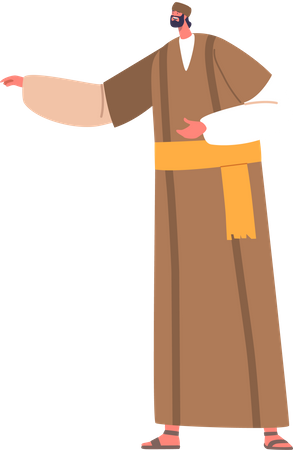 Ancient Israelite Male Character Wear Long Robe  Illustration