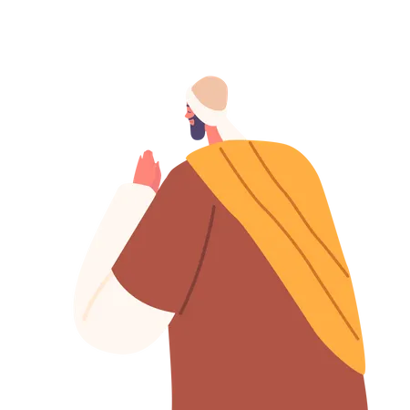 Praying Male Character Rear View Ancient Israelite Man Pray With Reverence And Devotion Expressing Spiritual Connection And Seeking Guidance From A Higher Power Cartoon People Vector Illustration Illustration