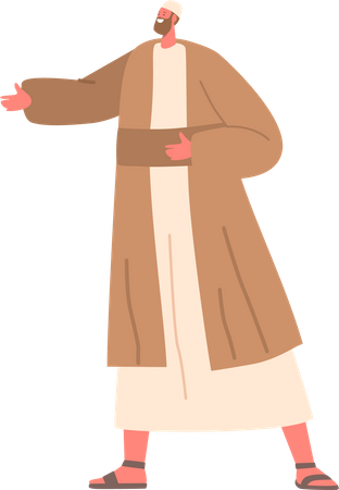 Ancient israelite Man with beard in traditional clothing  Illustration