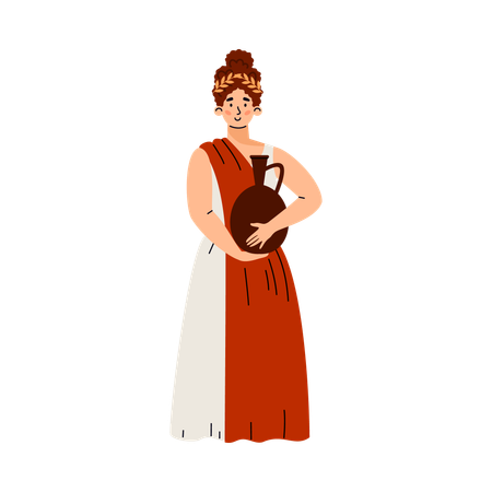 Ancient Roman or Greek woman holding amphora  Illustration