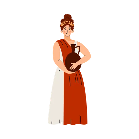 Ancient Roman or Greek woman holding amphora  Illustration