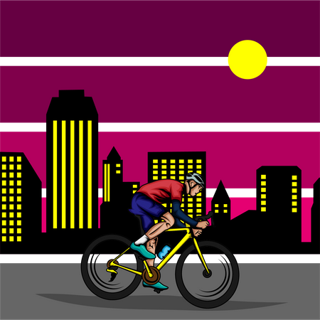 Andar de bicicleta à noite  Ilustração