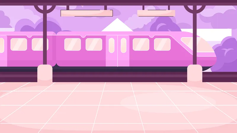 Estación de tren de plataforma  Ilustración