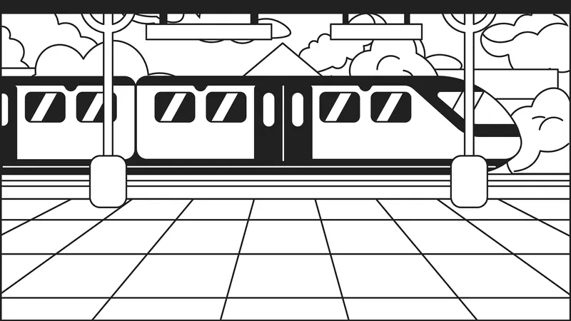 Estación de tren de plataforma  Ilustración