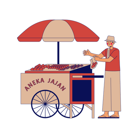 Aneka Jajan street vendor  Illustration
