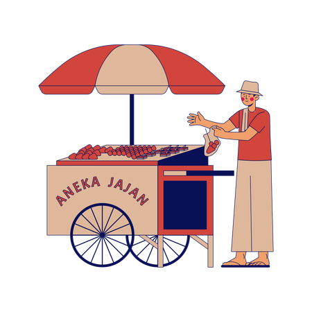Aneka Jajan vendedora ambulante  Ilustración