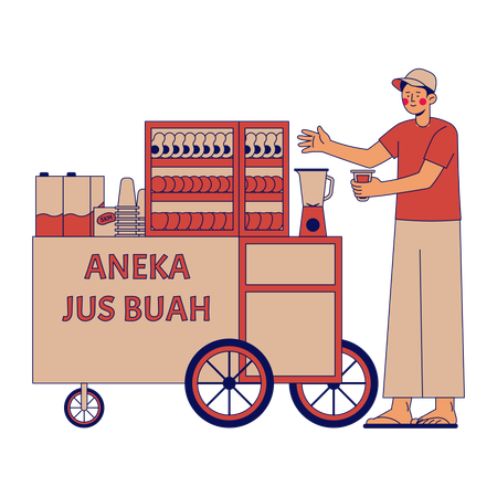 Aneka Jus Buah Street Vendor  Illustration