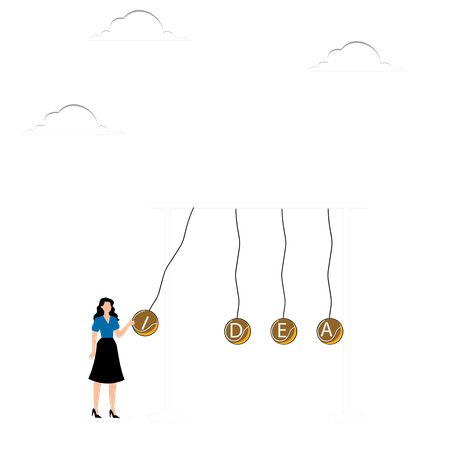 Leiter wirft Bälle mit Idee  Illustration