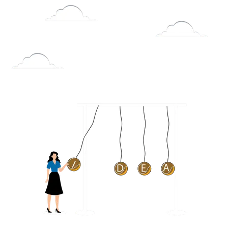 Leiter wirft Bälle mit Idee  Illustration