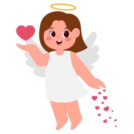 Fille ange avec amour volant  Illustration