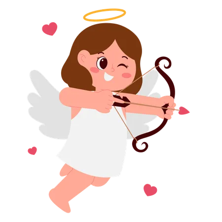 Fille ange avec flèche arc  Illustration