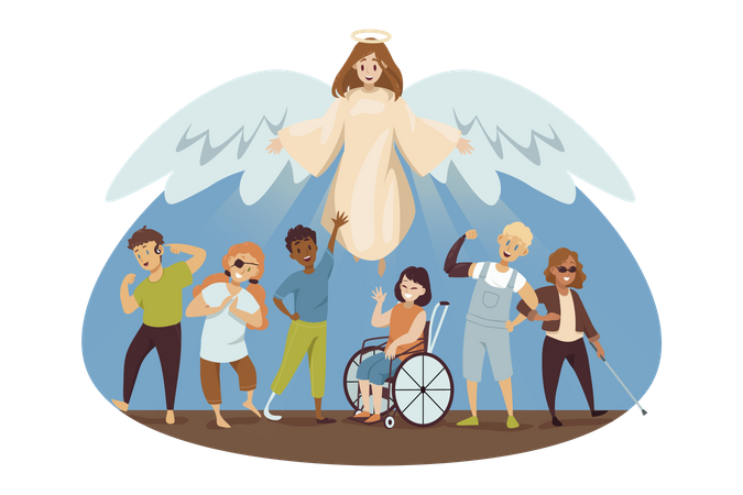 Angel blessings to Disable people  Illustration