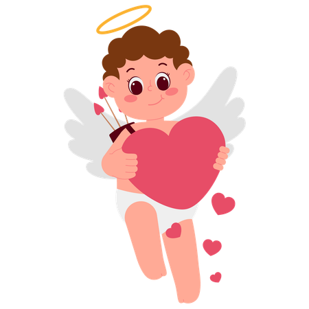 Angel Boy With Heart  Illustration