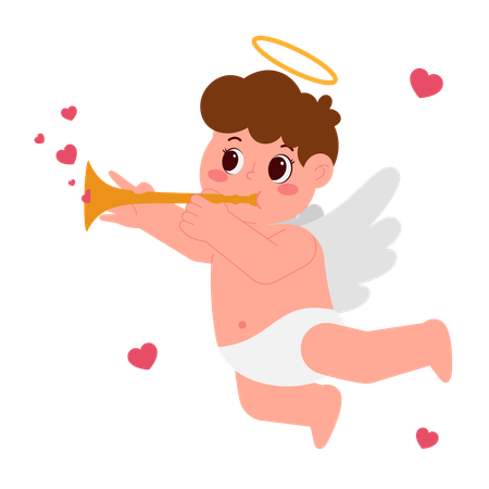 Angel Boy With Trumpet  Illustration