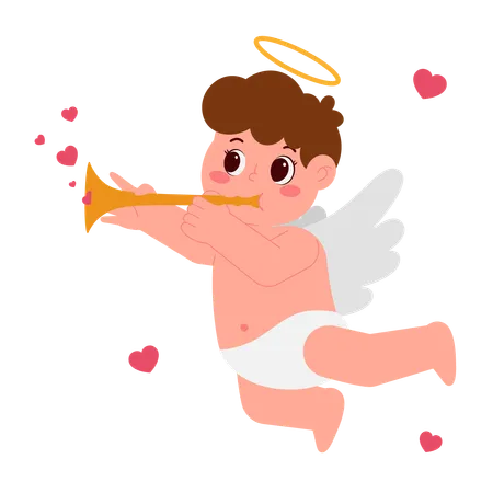 Angel Boy With Trumpet  Illustration