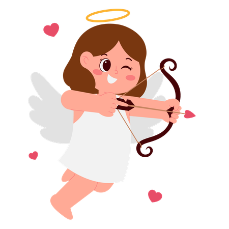 Angel Girl With Bow Arrow  Illustration