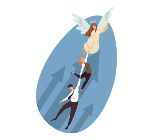 Angel help business people for career growth  Illustration
