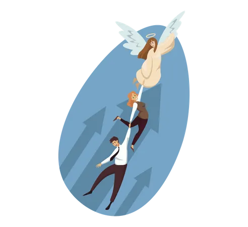 Angel help business people for career growth  Illustration