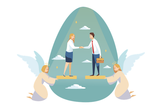 Angel helping to business people for business deal  Illustration